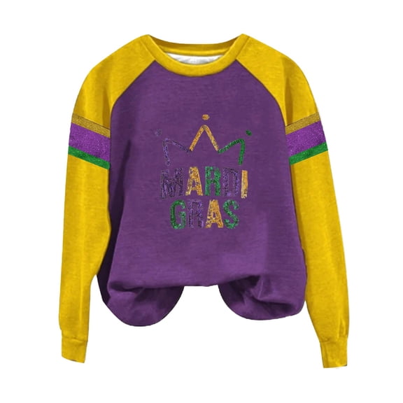 MESSUEN Crew Neck Carnival Party Cute Sweatshirts Comfort Sweatshirt Blouses for Women Dressy Casual Ladies Tops Sequin Sweatshirt Light Blue XL