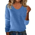 thumbnail image 1 of MESSUEN Crew Neck Sweater for Women Long Sleeve Sweaters for Women Winter Sweaters for Women Oversized Sweaters Sweater for Women Womens Shirt Sweater Top Blue L, 1 of 5