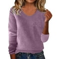 thumbnail image 1 of MESSUEN Crew Neck Sweater for Women Long Sleeve Sweaters for Women Winter Sweaters for Women Womens Shirt Womens Fall Shirts Sweater Women Long Sleeve Shirts Purple 2XL, 1 of 5