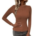 thumbnail image 1 of MESSUEN Crew Neck Sweater for Women Ribbed Long Sleeve Tops for Women Fall Sweaters for Women Sweater Tops for Women Casual Summer Outfits for Women's Summer Tops Womens Sweaters Brown M, 1 of 3