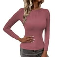thumbnail image 1 of MESSUEN Crew Neck Sweater for Women Ribbed Long Sleeve Tops for Women Pull Over Sweaters Womens Sleeveless Tees for Women Basic Tees for Women Blouses for Women Casual Hot Pink XL, 1 of 3