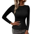 thumbnail image 1 of MESSUEN Crew Neck Sweater for Women Ribbed Long Sleeve Tops for Women Pull Over Sweaters Womens Women Casual Tops Basic Womens Tank Tops Womens Dress Shirts Womens Tops Dressy Casual Black L, 1 of 3