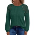 thumbnail image 1 of MESSUEN Crew Neck Sweater for Women Ribbed Long Sleeve Tops for Women Tunics Tops for Women Casual Tops Fall Sweaters Blouses for Women Womens Fall Sweaters Green 2XL, 1 of 9