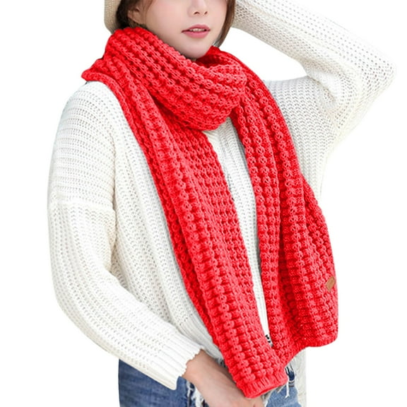 MESSUEN Crochet Scarf Knit Scarf Fall Scarf Cotton Scarf for Women Woman Scarf Women's Fashion Scarves Womens Scarves Red 1 One Size