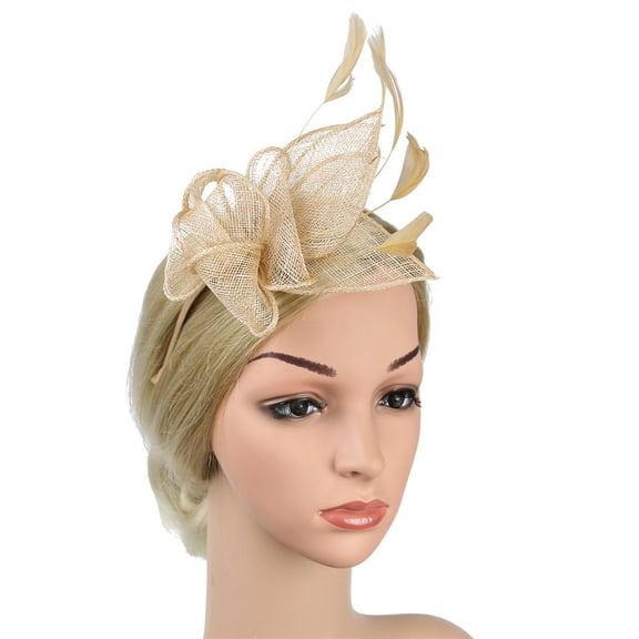 MESSUEN Dress Hats for Women Tea Party Hats Women's Church Hats Headpiece for Women Tea Party Hat for Women Ladies Fascinator Hats Fashion Hats for Women Gold One Size