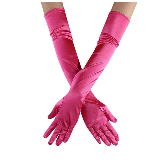 MESSUEN Elbow Length Gloves Satin Gloves Opera Gloves Women's Winter Gloves Winter Gloves Men Womens Winter Gloves Mens Fingerless Gloves Hot Pink One Size