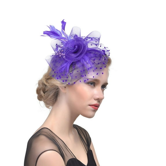 MESSUEN Fascinator Hats for Women Tea Party Hats Women Hats Fashion Women's Church Hats Womens Tea Party Hat Girl Hat Fascinators Hats for Women Tea Party Purple One Size
