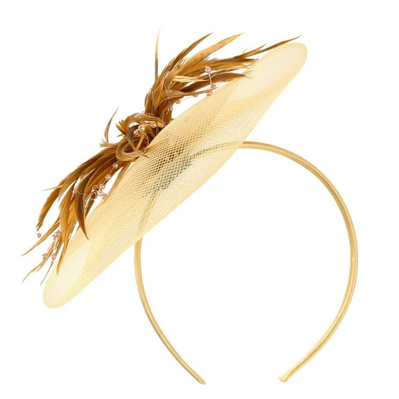 MESSUEN Fascinators Hat for Tea Party Women's Church Hats Womens Fashion Hats Fashion Hat Tea Party Headband Ladies Hats for Tea Party Gold One Size