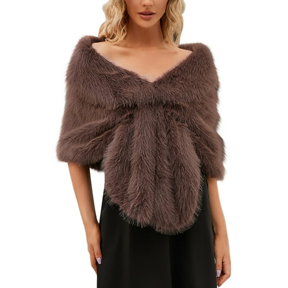 MESSUEN Faux Fur Shawl Wedding Shawl for Dress Women Scarfs Capelets for Women Womens Scarf Woman Scarf Khaki One Size