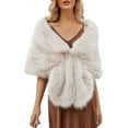 thumbnail image 1 of MESSUEN Faux Fur Shawl Wedding Shawl for Dress Womens Poncho Sweater Women Cape Winter Scarfs for Women Scarf Top Beige One Size, 1 of 9