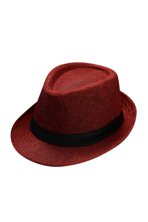 Fedoras for Men Top Hat Dress Hats for Men and Women Jazz Hat Soild British Sun Hat Travel Sun Hat Fedora Hat Men Sun Hat Red One Size