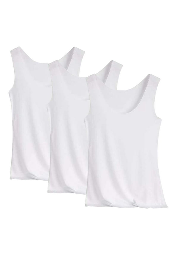 Fitted Tank Tops for Women Thick Strap Tank Tops for Women Summer Going Out Cami Tops for Women's Undershirts Shapewear Tank Top Casual Sleeveless White L