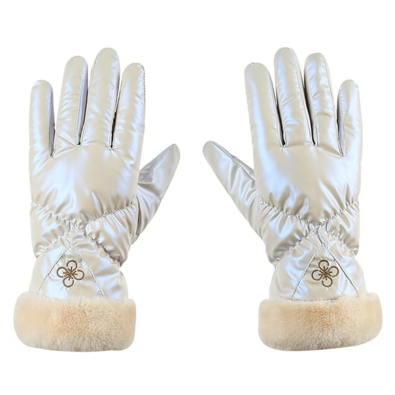 MESSUEN Fleece Gloves Cold Weather Gloves Workout Gloves Ski Gloves Womens Winter Gloves Accessories Men's Gloves Cotton Gloves for Women Snow Gloves Driving Cycling Gloves Beige One Size