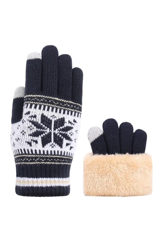 Fleece Gloves Exercise Gloves Ski Gloves Snow Gloves Workout Gloves Thermal Gloves for Women Knit Gloves Cycling Gloves Cold Weather Gloves Driving Women Gloves Navy One Size
