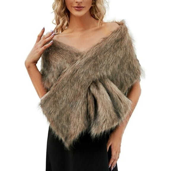 MESSUEN Fur Stole for Women Warm Shawl Wraps for Women Shawls and Wraps for Evening Dresses Poncho Womens Capelets for Women Cape Women Womens Scarf Yellow One Size