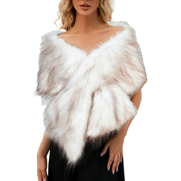 MESSUEN Fur Stole for Women Warm Shawl Wraps for Women Shawls and Wraps for Evening Dresses Women Scarves Womens Poncho Cloaks for Women Winter Scarfs for Women Coffee One Size