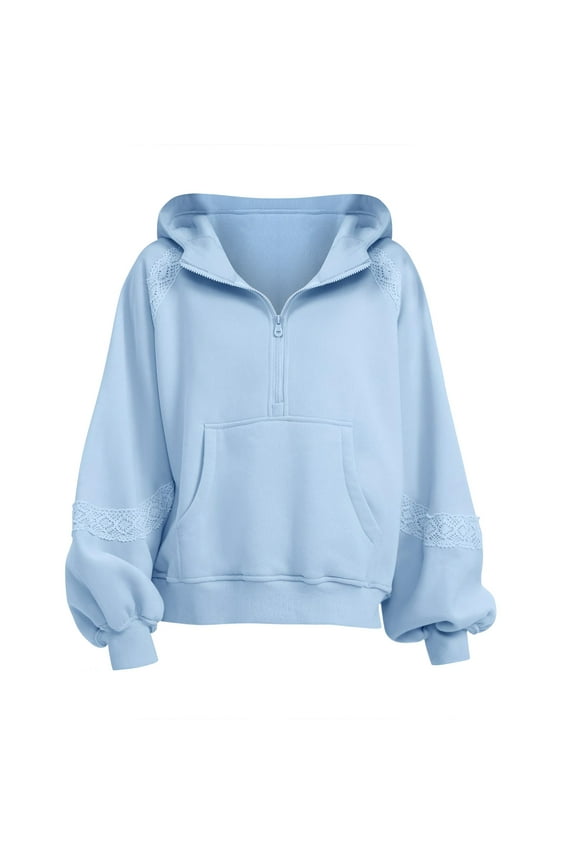 Half Zip Sweatshirt Women Crop Top Sweatshirt for Women Baggy Sweatshirt for Women Womens Fall Sweatshirts Cute Sweatshirts Fashion Sweatshirt Sweatshirts Women Sky Blue S