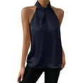 thumbnail image 1 of MESSUEN Halter Tank Front Tie Tops for Women Halter Cutout Satin Tank Basic Tees for Women Basic Womens Tank Tops Black L, 1 of 5
