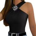 thumbnail image 1 of MESSUEN Halter Tops Criss Cross Halter Top Halter Crop Women Racer Back Tank Top for Women Padded Ribbed Long Tank Basic Tops Womens Summer Blouses Sleeveless Tees for Women Black L, 1 of 6