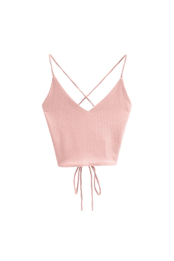 Halter Tops Tie Tops for Women Basics Womens Tank Tops New Crop Aesthetic Cute Halter Solid Camis Fashion Female Corset Tank Casual Summer Outfits for Women Casual Tops Pink One Size