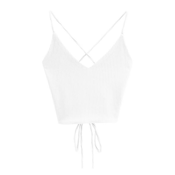 MESSUEN Halter Tops Tie Tops for Women Woman Shirts New Crop Tops Aesthetic Cute Halter Solid Camis Fashion Female Corset Top Tank Tops Top for Women Summer Casual Tops for Women White One Size