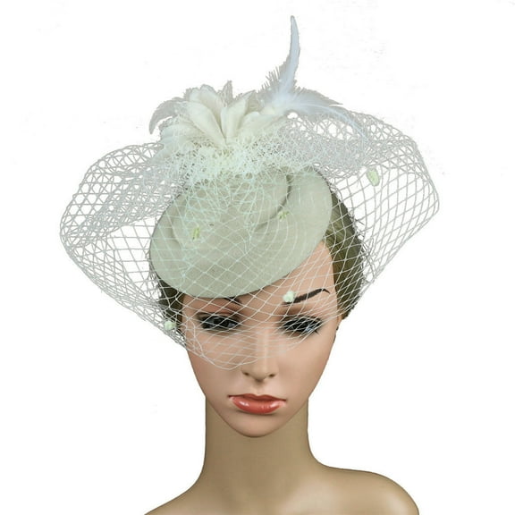 MESSUEN Headpiece for Women Ladies Hats for Church Womens Tea Party Hat Hats for Tea Party for Women Ladies Church Hats Church Hats for Women Dress Hat White One Size