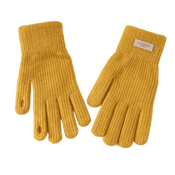 MESSUEN Hiking Gloves Men's Gloves Cold Weather Gloves Snow Gloves Women Gloves Exercise Gloves Ski Gloves Knit Gloves Work Gloves Driving Warm Gloves for Men Warm Gloves Yellow One Size
