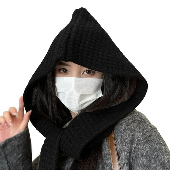 MESSUEN Hooded Shawl Vintage Scarf Womens Poncho Tops Poncho Tops for Women Poncho for Women Scarfs Womens Scarfs Black One Size