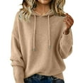 thumbnail image 1 of MESSUEN Hooded Sweater Women Baggy Sweater Thermal Sweater for Women Cute Shirts for Women Fall Shirt Sweater for Women Winter Sweater for Women Khaki 3XL, 1 of 3
