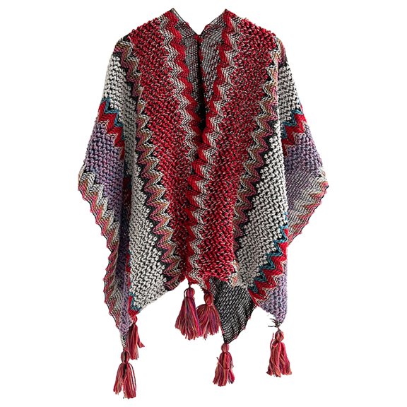 MESSUEN Knit Poncho Thick Shawl Winter Ponchos for Women Scarfs for Women Shawl for Women's Shawls Womens Shawls Wine One Size
