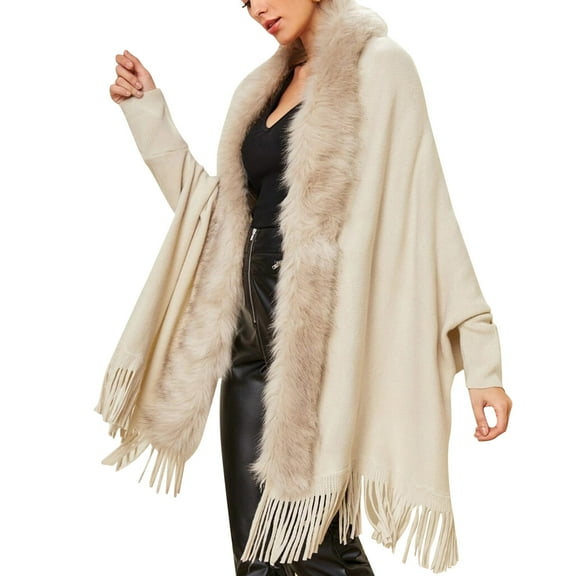 MESSUEN Knit Shawl Knitted Sweater Long Sweaters for Women Casual Tops Womens Shirts Casual Shirts for Women Cardigan Women Beige L