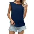 thumbnail image 1 of MESSUEN Ladies Sleeveless Tops Loose Fitting Tank Tops for Women Crew Neck Raglan Sleeveless Shoulder Pad Loose Fit T Shirt Vest for Women Basic Tops for Women Womens Blouses Navy L, 1 of 8