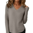 thumbnail image 1 of MESSUEN Lightweight Sweaters for Women Baggy Sweater V Neck Sweaters for Women's Shirts Women Sweaters Women's Winter Sweaters Thermal Shirts for Women Gray 2XL, 1 of 4