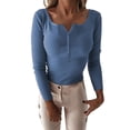 thumbnail image 1 of MESSUEN Lightweight Sweaters for Women Button Up Sweaters for Women Knitted Sweater Women's Tops Casual Women Tops Sweater Tops for Women Womens Sweaters Blue L, 1 of 4