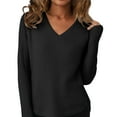thumbnail image 1 of MESSUEN Lightweight Sweaters for Women Baggy Sweater V Neck Sweaters for Women Knit Sweater for Women Sweaters Women Winter Tops Women Shirts Black L, 1 of 4
