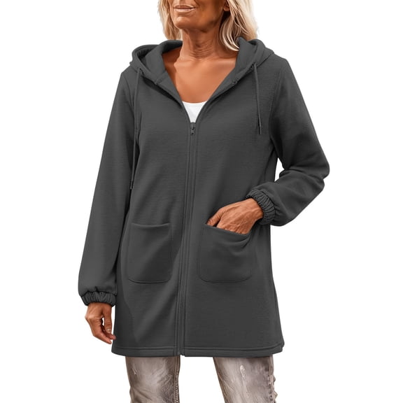 MESSUEN Long Hoodie Thick Sweatshirts for Women Workout Hoodies for Women Fashion Sweatshirt Womens Tops Womens Hoodie Cute Sweatshirts for Women Dark Gray M