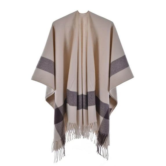 MESSUEN Long Shawl Thick Shawl Knitted Shawl Vintage Shawl Scarf for Women Knit Ponchos for Women Beige One Size