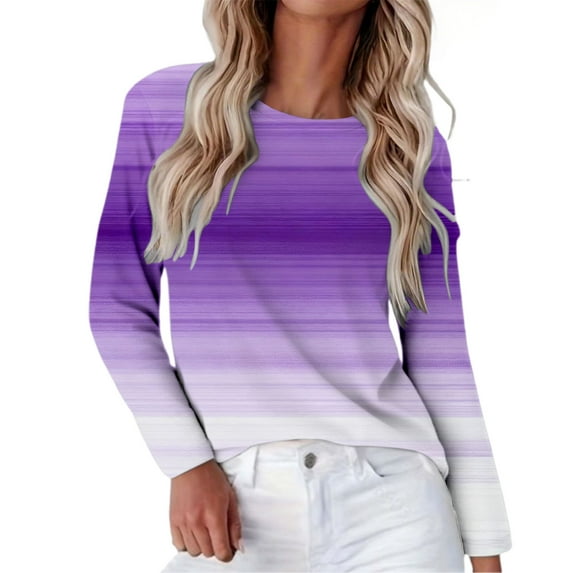 MESSUEN Long Sleeve Undershirt for Women Baggy Sweatshirt for Women Thermal Shirts for Women Fall Blouses for Women Sweatshirts Fall Shirts Womens Fall Blouses Purple XL
