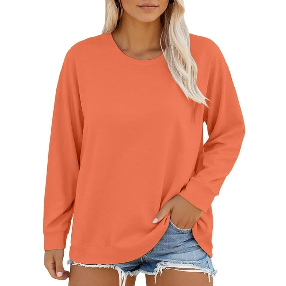 MESSUEN Long Sleeve Undershirt for Women Lightweight Sweatshirts for Women Plus Size Sweatshirt Women Shirts Womens Blouses Casual Tops Womens Zip Up Sweatshirt Orange 1 XL