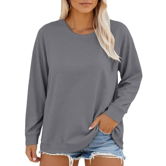 MESSUEN Long Sleeve Undershirt for Women Lightweight Sweatshirts for Women Plus Size Sweatshirt Tops for Women Top Tops Women’s Tops Dark Gray S