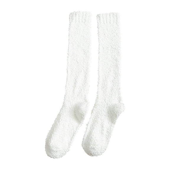 MESSUEN Long Socks for Women Knee High Women Fuzzy Socks Slipper Socks for Women Men's Socks Womens Socks Mens Sock Comfy Socks White One Size