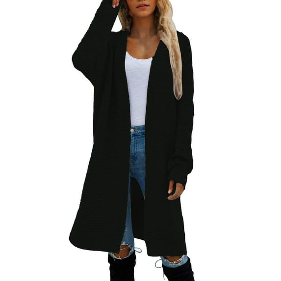 MESSUEN Long Sweater Cardigan Women Crochet Sweater Knitted Sweater Summer Tops Women Chunky Cardigan Summer Tops Womens Blouses Dressy Black L