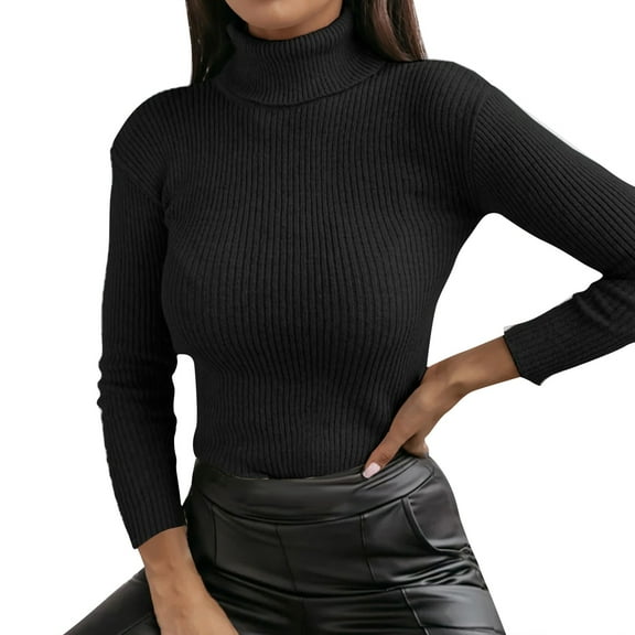 MESSUEN Mock Neck Sweater Thermal Long Sleeve Women Winter Sweaters for Women Womens Tops Dressy Casual Womens Sweaters Womens Tank Tops Summer Women Shirts Casual Black L