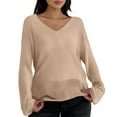 thumbnail image 1 of MESSUEN Open Weave Sweaters for Women Long Sleeve Cover Up for Women Lightweight Sweaters for Women's Shirts Ladies Summer Tops Basic Womens Tops Casual Blouses for Women Beige A, 1 of 8