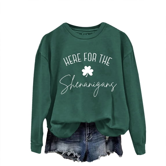 MESSUEN Patrick's Day Gifts Printed Cute Vintage Comfort Sweatshirt Womens Sweatshirts No Hood Business Casual St Patricks Day Womens Tops Loose Sweatshirt for Women A1 Army Green L
