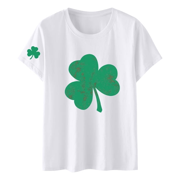 MESSUEN Patricks Day Shirt Tee Tops Womens Tops 2026 St Patricks Day Casual Summer Spring Beach Vacation Casual Tee Tops for Women Trendy Pullover Tops Decorations A6 White S-3XL
