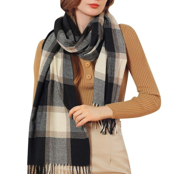 MESSUEN Plaid Scarf for Women Womens Poncho Tops Vintage Scarf Shawl Women Shawl Sweater for Women Poncho Sweater Women Winter Scarf for Women Gray A