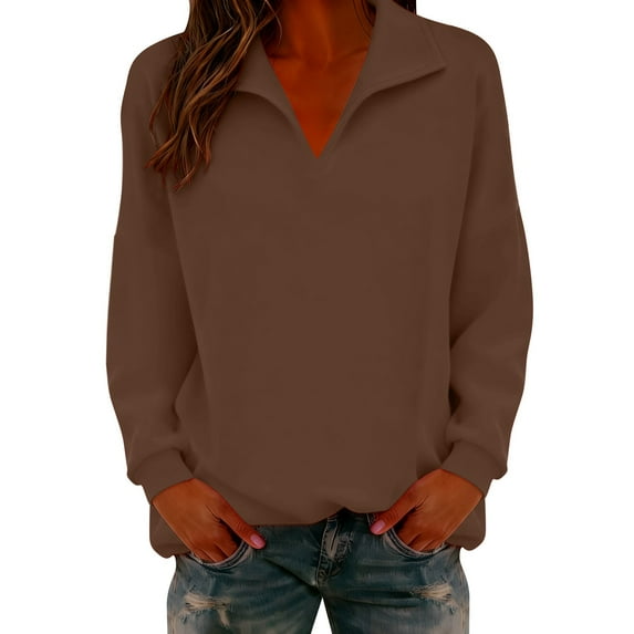 MESSUEN Pullover Sweatshirts for Women Comfort Sweatshirt Winter Sweatshirts for Women Long Sleeve Tops Womens Long Sleeve Shirts Cute Sweatshirts for Women Longsleeve Tops Coffee S