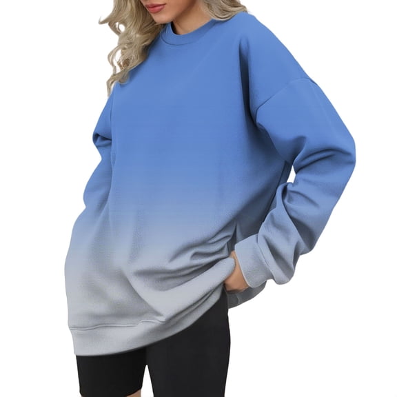 MESSUEN Pullover Sweatshirts for Women Long Sweatshirts for Women Winter Sweatshirts for Women Cute Tops for Women Fall Sweatshirts Woman Long Sleeve Tops Blue 2XL