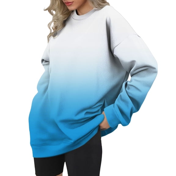 MESSUEN Pullover Sweatshirts for Women Long Sweatshirts for Women Winter Sweatshirts for Women Tops for Women Long Sleeve Tops Woman Tops Sky Blue 2XL
